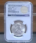 1955 Franklin Half Dollar with Original Bag Fragment - NGC MS 63