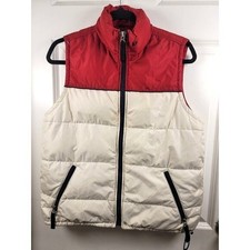 Vintage Abercrombie Puffer Vest Red  White Zipper Closure Size M