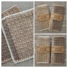 handmade crochet washcloths wash cloth spa bath reusable blush pink brown #6 set