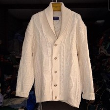 True Vintage 1960s Pendleton Cable Knit Button Up Wool Cardigan Size Large