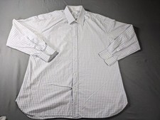 Brioni Shirt Mens L 18 Blue Check Long Sleeve Made Italy Quiet Luxury Button Up