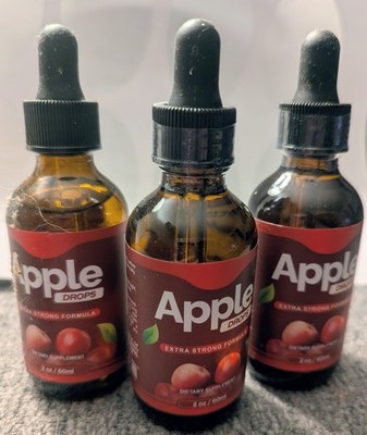 3 Sealed Apple Drops Dietary Supplement Extra Strong Formula 2 Oz Each 