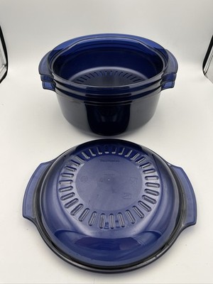 Tupperware 3 QT Stack Cooker Microwave Steamer Dark Blue