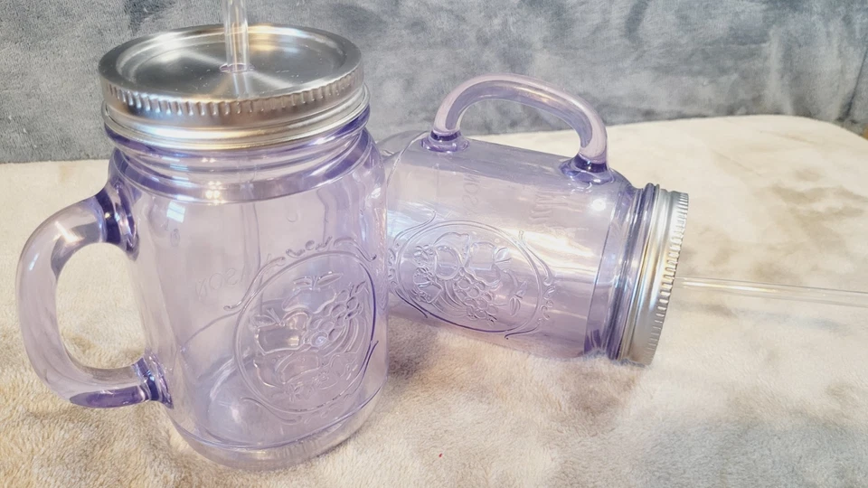 Aladdin Set Insulated 20oz Clear Plastic Mason Jar Tumbler Travel Mug - Image 4 of 4