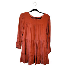 Lulu's Rust Orange Tiered Mini Dress Size M