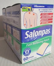 3 Boxes - 180 Total Salonpas Pain Relieving Patches (8hrs) 60ct each, Exp: 09/27