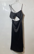 Zara Womens Black Spaghetti Strap Sleeveless Tie Back Cut-Out Sheath Dress L