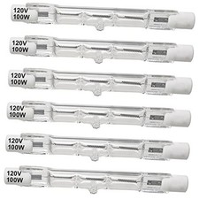 6pcs R7S J78 Halogen Light Bulbs 120V 100W Tungsten Filament Double Ended