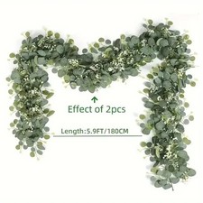 1PC Artificial Eucalyptus Garland – Faux Greenery with Flowers & Berries