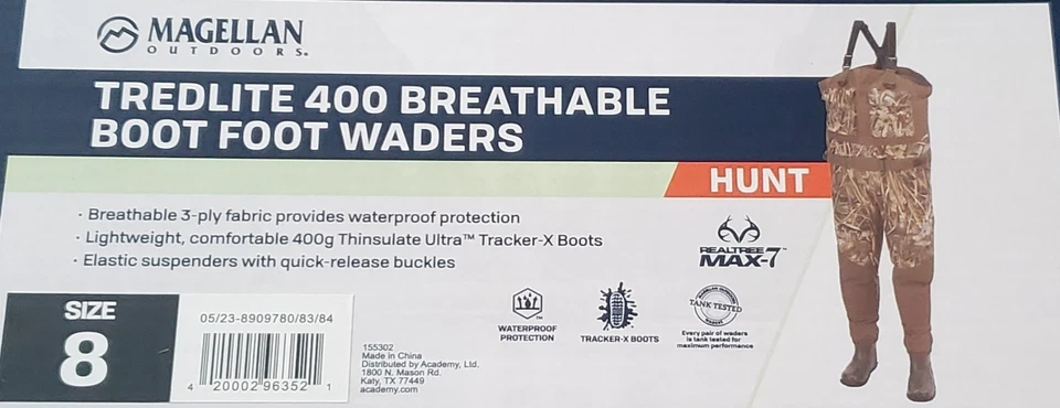 NEW NIB Men's Magellan Tredlite 400 Breathable Boot Foot Waders Size 8 CAMO - Image 2 of 2