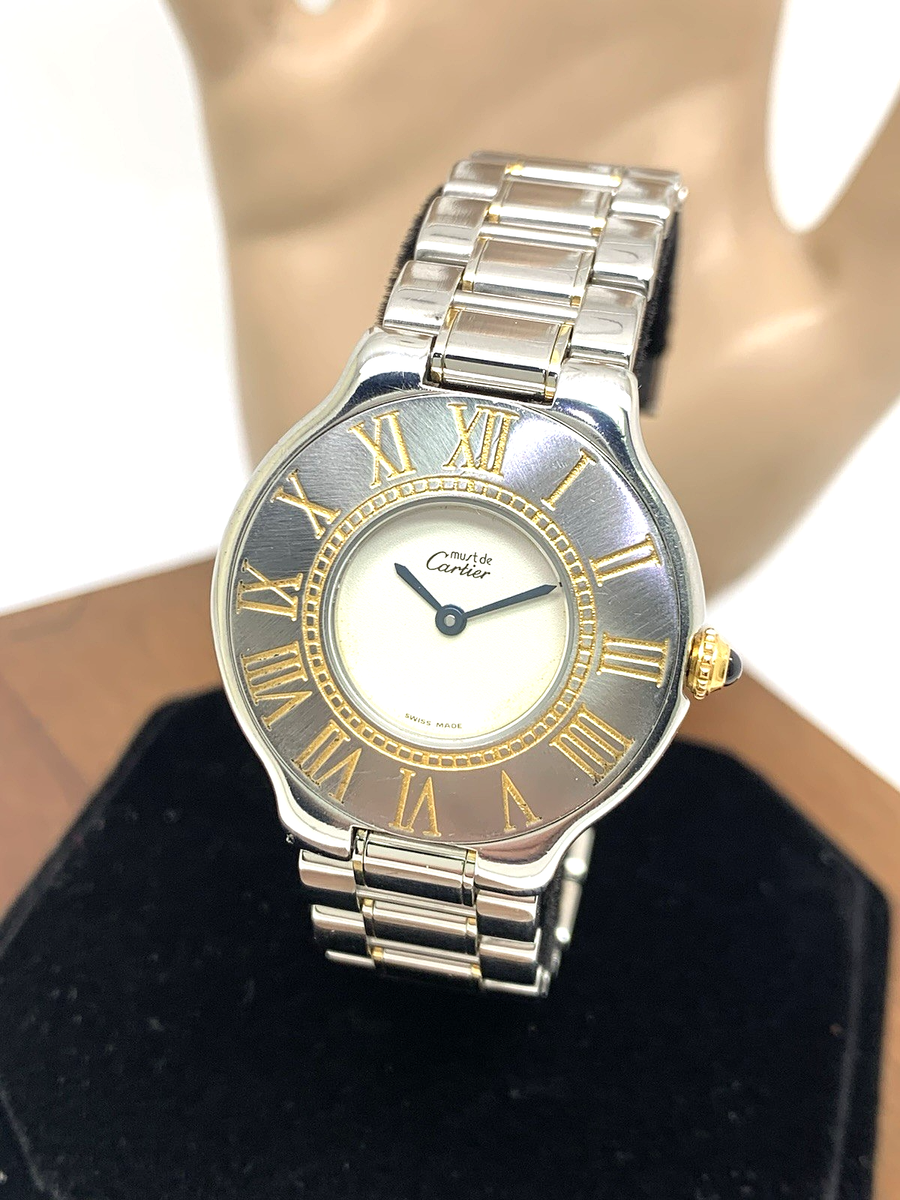 Cartier Must 21 Women's Watch Swiss Quartz Silver Dial Two Tone