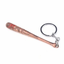 Barbed Wire Baseball Bat Keyring Bronze Negan The Walking Dead Zombie Lucille