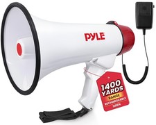 Pyle 40W Professional Megaphone Clear Sound  Ergonomic Grip - 9X8X13, White