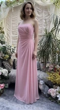 Maxi dress Party Special Occasion English Rose Pink Beaded Column Size 10  UK