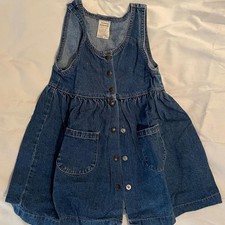 Cute 90s MADE IN USA Jean Tank Top Dress Button Down Front Pockets Size 6 Girls