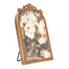 Tabletop Floral Art, Gold Ornate Frame with Botanical Design 6x8