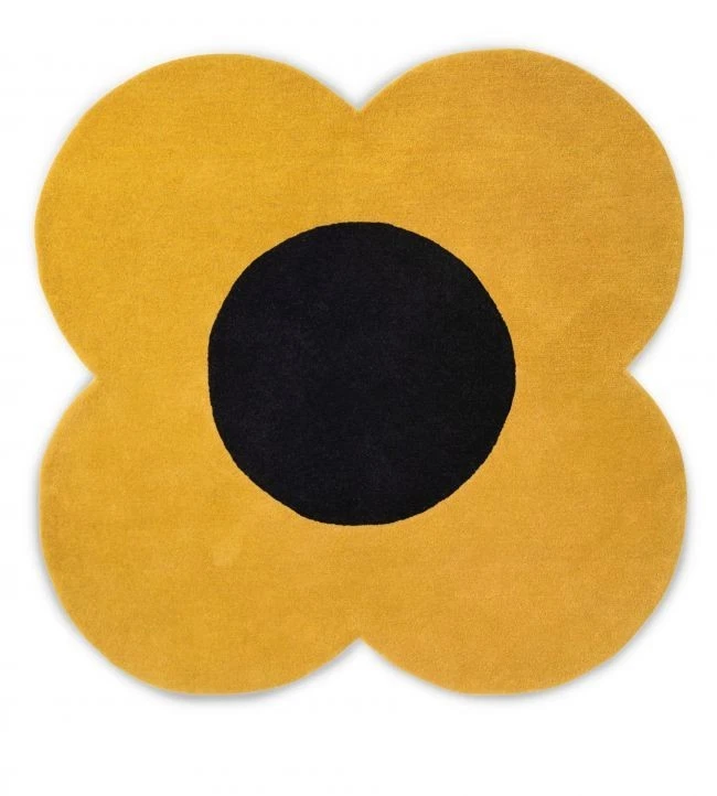 Tapete redondo tufado à mão cor amarela tapetes 8x8 pés tapetes feitos à mão sala de estar - Imagem 3 de 3