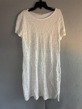MICHAEL Michael Kors Dress Womens L White Sequin Shift Short Sleeve Party