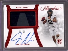 JAMIE NEWMAN 2021 Panini Flawless Collegiate Ruby Rookie RC Patch Auto #08/20
