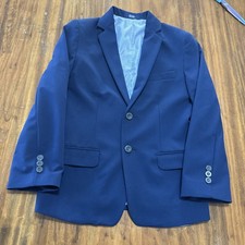 Izod Stripe Lined Boy Navy Suit Jacket Size 10 Formal Sports Coat Blazer Kids