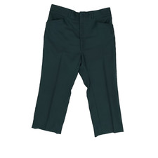 VTG 70s Haggar Green Polyester Pants USA Made Hemmed Capri 32x25 Grandpa Core