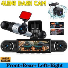 4 Channel Dash Cam Car HD 1080P Front/Rear/Inside Video Recorder Camera G-Sensor