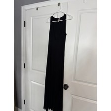 Black Sleeveless Maxi Dress Beach Coverup High Slits Size Medium