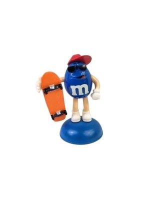 M&M's Blue Toy Figure w/ Orange Skateboard Sunglasses Mars Candy