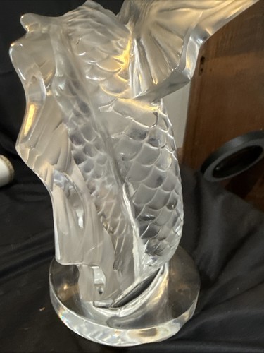 lalique crystal Double Fish Poisson Marc Lalique 1953 Large 11 In Sculpture - Picture 6 of 18