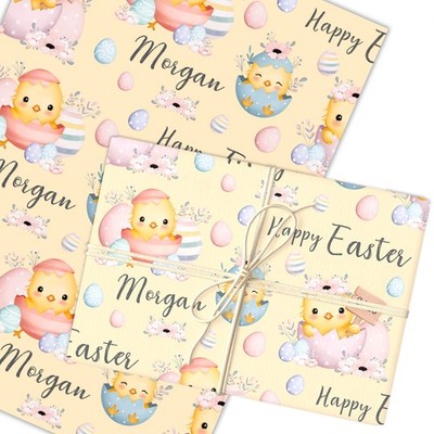 Personalisiertes Geschenkpapier Ostern rosa blau Kükeneier individuell Geschenkpapier
