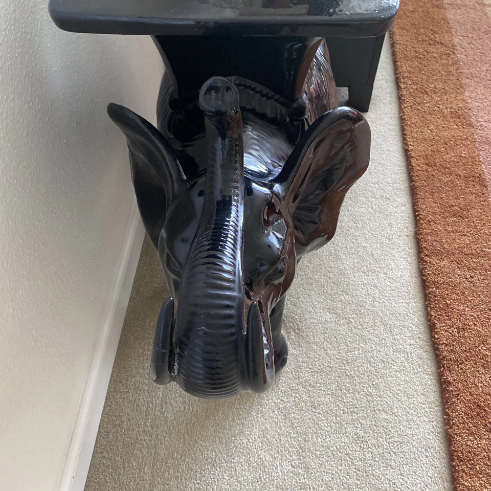 large Modern Black Glazed Ceramic Elephant Form Side Table/Statue, pick up only! - Image 4 of 4