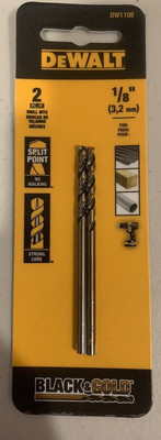 DEWALT DW1108 1/8'' inch Speed Tip Oxide Bit Black Drill Bit No Spin Shank 2 Pack