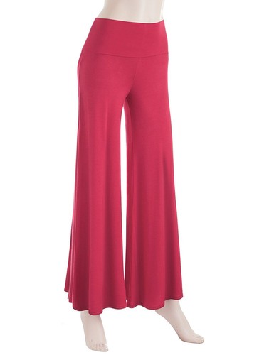 Women Palazzo Ladies Plain Leggings Flared Wide Leg Pants Baggy Trousers 8-22 - Picture 75 of 99