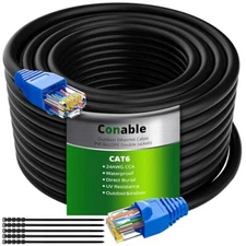 Cat6 Outdoor Ethernet Cable 150ft Heavy Duty Double Jackets Internet Cord Wat...