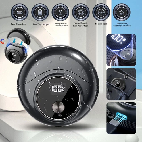 Men Rechargeable Cordless Electric Shave Waterproof Razor Wet/Dry Shaving 2 Head