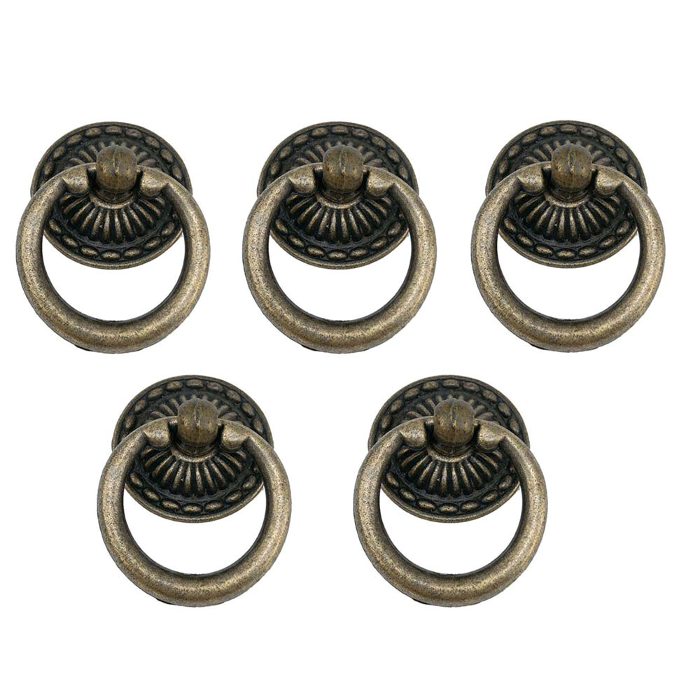 5Pcs Antique Bronze Door Pull Knob Ring Kitchen Cupboard Cabinet Drawer Handle