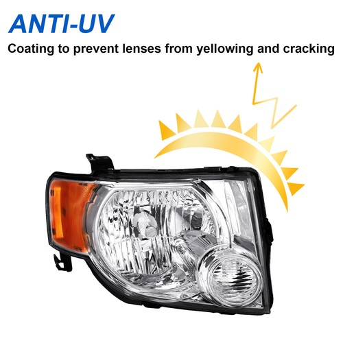 Headlights Assembly For 20082012 Ford Escape Chrome Housing Amber