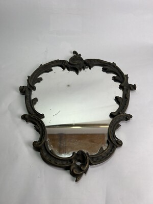 Barock Oval Spiegel Antik Messing Rahmen, Vintage Wandkunst Wohndeko 45x35cm
