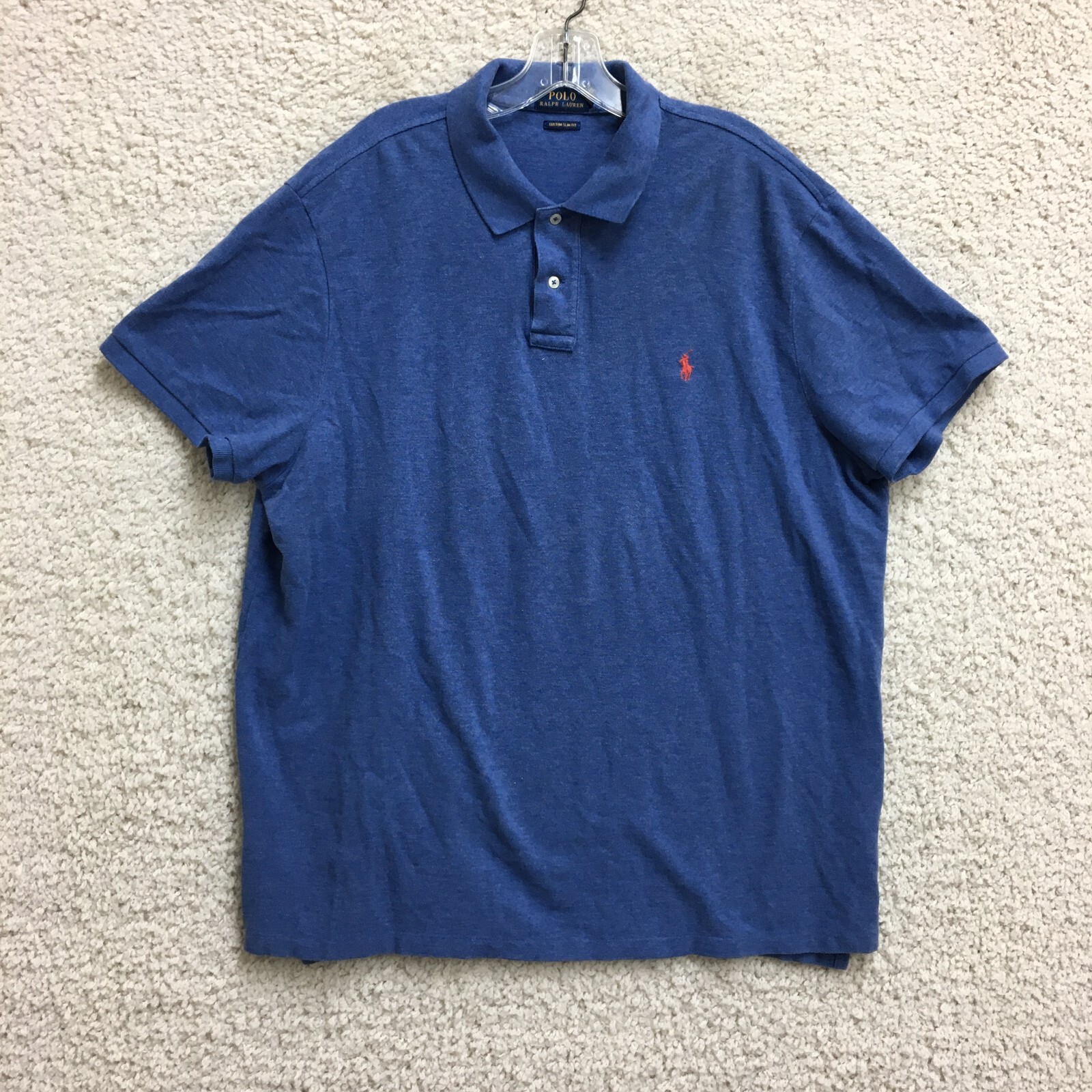 Polo Ralph Lauren Camicia 2XL Adulto Blu Personalizzata Slim Fit Manica Corta Pony Uomo XXL