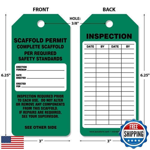 AccuformNMC 250 Scaffolding Tags by-The-Roll, Scaffold Permit - Complete Scaf - Picture 2 of 5