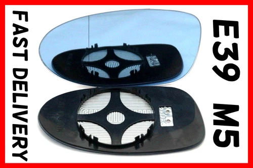 BMW 5 E39 M5 1997-2003 WING MIRROR GLASS BLUE HEATED CLIP ON LEFT