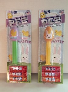 Pez Egg Bunny and Chick Dispensers Easter Lot of 2 on Special Cards