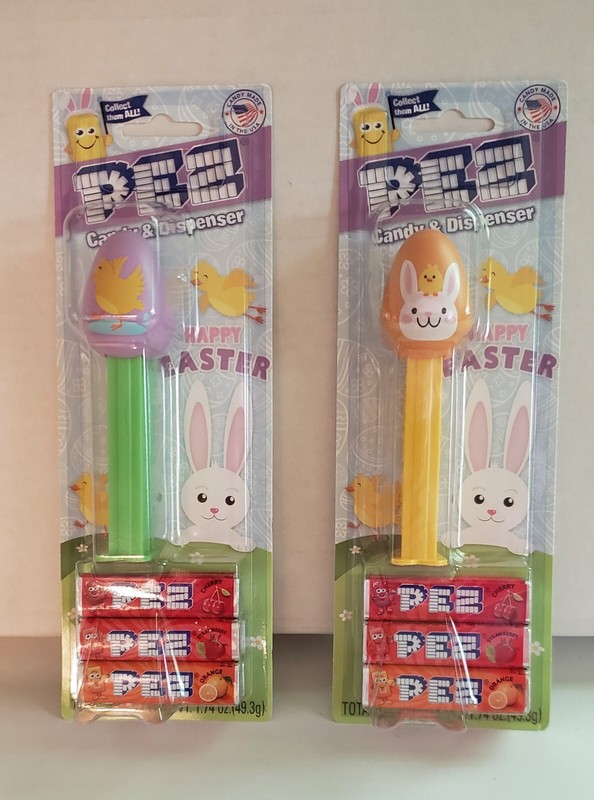 Pez Egg Bunny and Chick Dispensers Easter Lot of 2 on Special Cards