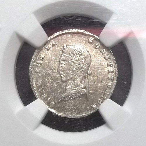 BOLIVIA - LA PAZ MINT - 1/2 SOL SILVER - 1858 P - NGC MS62 - KM-132 - 第 1/4 張圖片