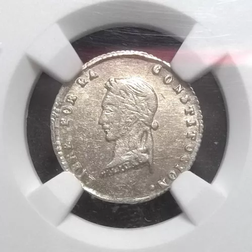 BOLIVIA - LA PAZ MINT - 1/2 SOL SILVER - 1858 P - NGC MS62 - KM-132