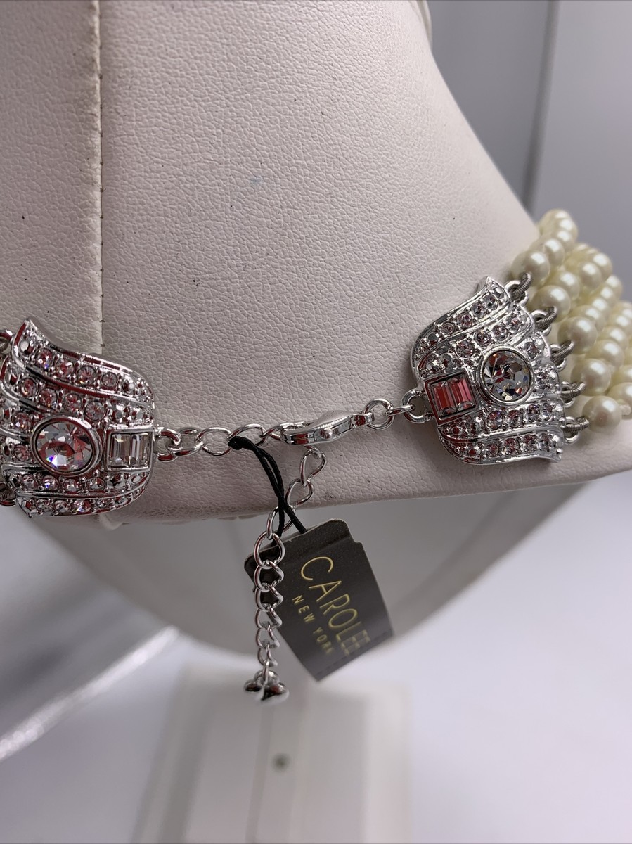 VTG $ 125 CAROLEE SILVER TONE R0W PEARL TORSADE 19
