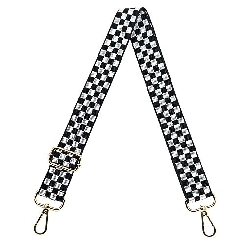 Purse Straps Replacement Crossbody Bag Strap Adjustable Checkered White Black