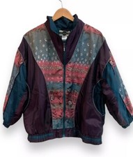 OutBrook Colorful Green Purple Zip Up Tracksuit Jacket 80  s Vintage