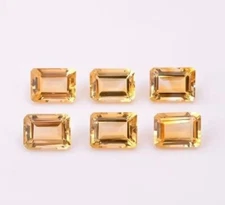 Citrine Golden Topaz 10 Pieces 6x4mm Emerald Cut Loose Gemstone For Jewelry