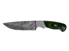 Steel Huntingcamping Fixed Blade Knifetinted Green Pakka Wood